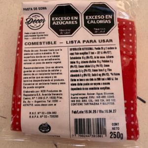 Cod.-Pasta de goma decor ROJO X 250 grs